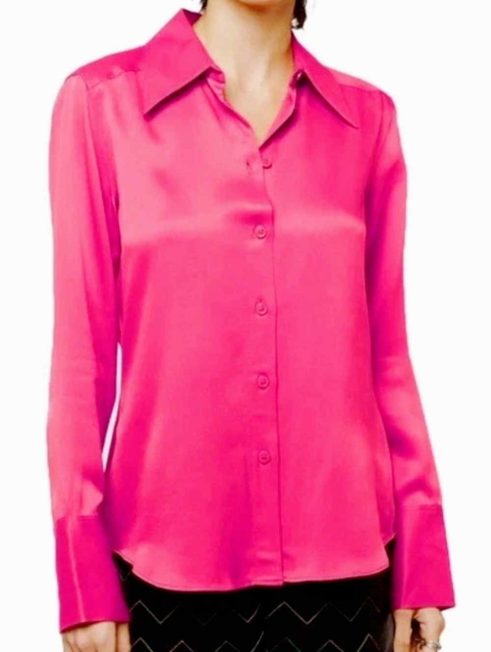 CIEBON Pink Button Down Shirt Blouse Size L